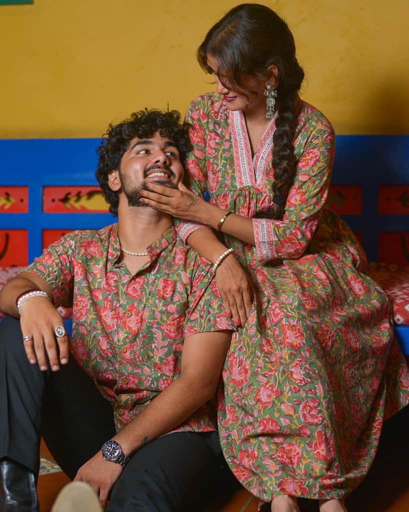 Basil Floral Kurta Couple Set