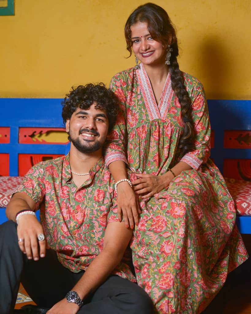 Basil Floral Kurta Couple Set