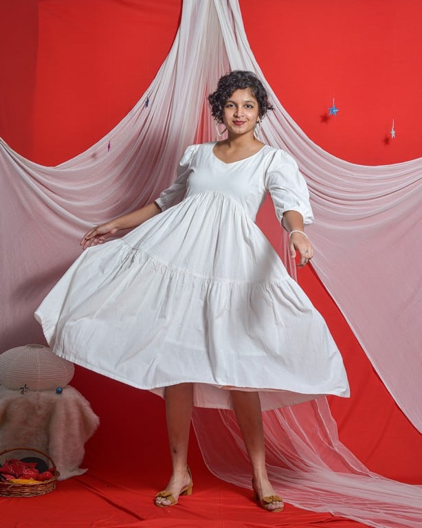 Snowy White Tiered Dress