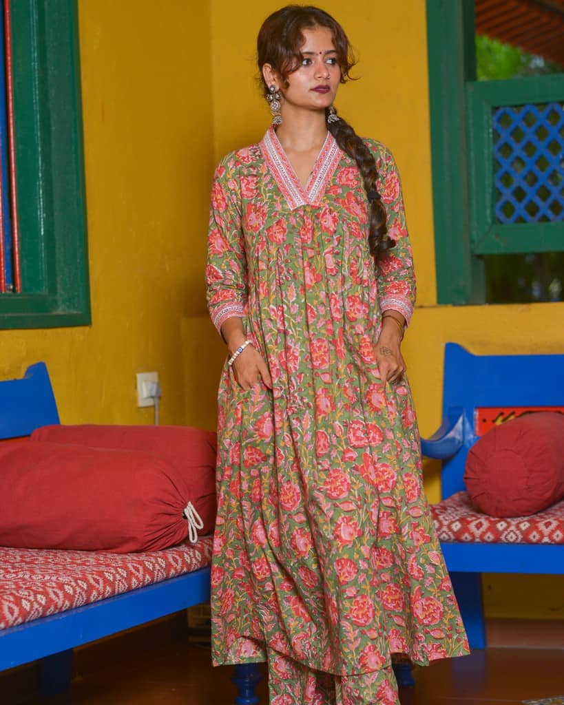 Basil Floral Kurta Couple Set