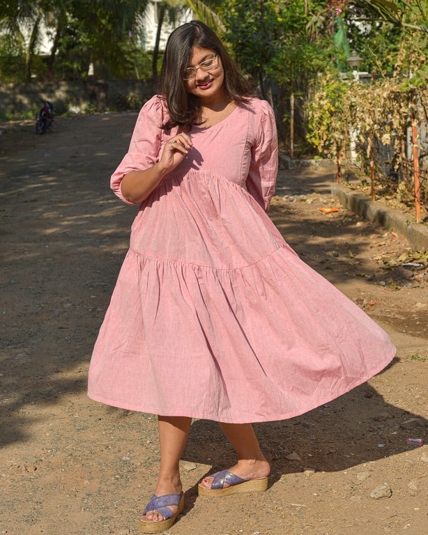 Orchid Pink Tiered Maternity Dress