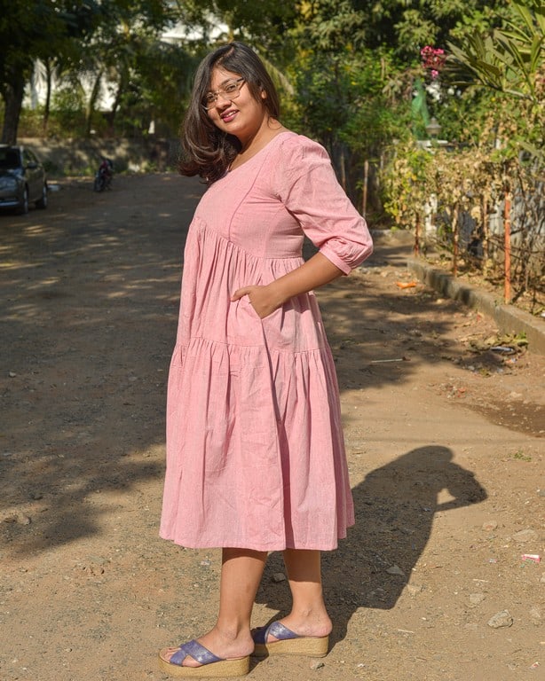 Orchid Pink Tiered Maternity Dress
