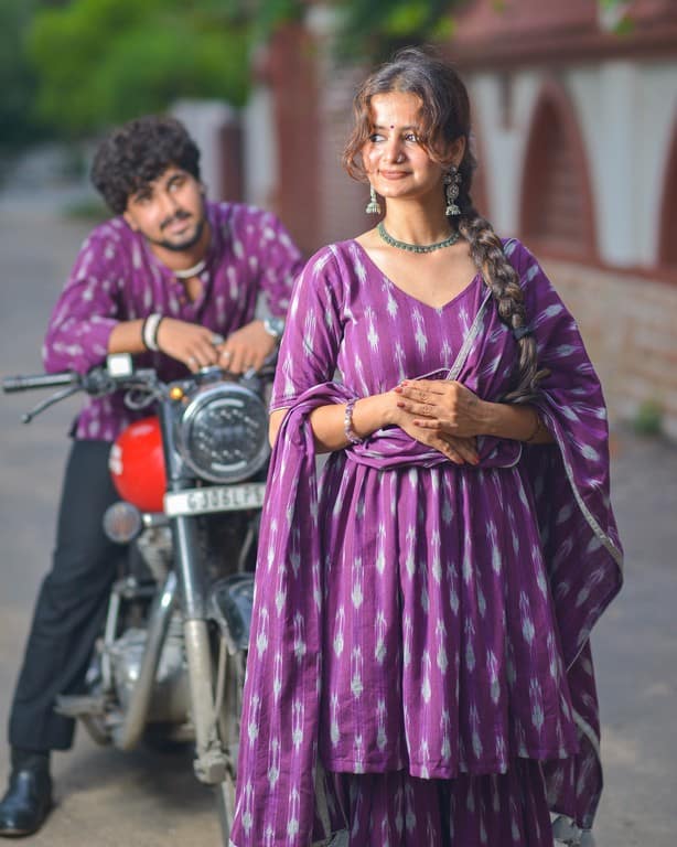 Purple Aster Sharara Couple Set