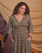 Cinnamon Black Slit Kirtle Dress