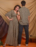 Cinnamon Black Slit Kirtle Couple Set