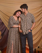 Cinnamon Black Slit Kirtle Couple Set