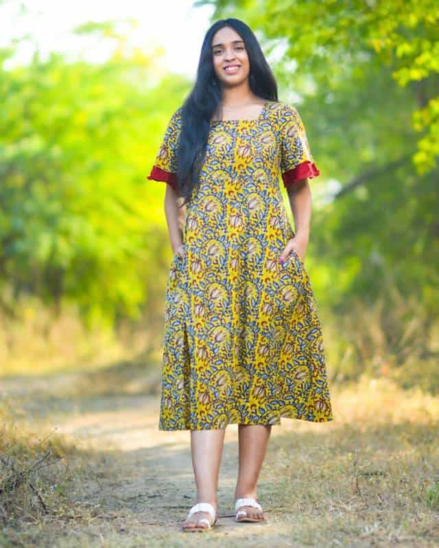 Youthful Yellow Front Slit Dress