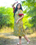 Youthful Yellow Front Slit Dress