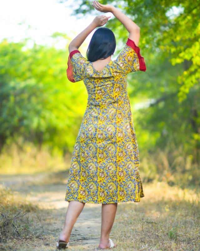 Youthful Yellow Front Slit Dress