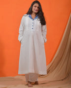 Oceanic White Maternity Kurta with Plazzo