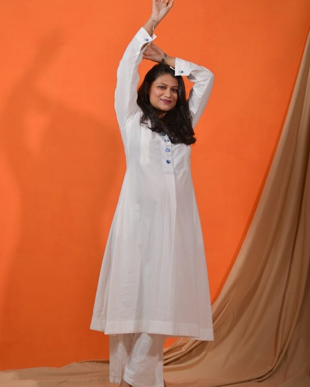 Oceanic White Maternity Kurta with Plazzo