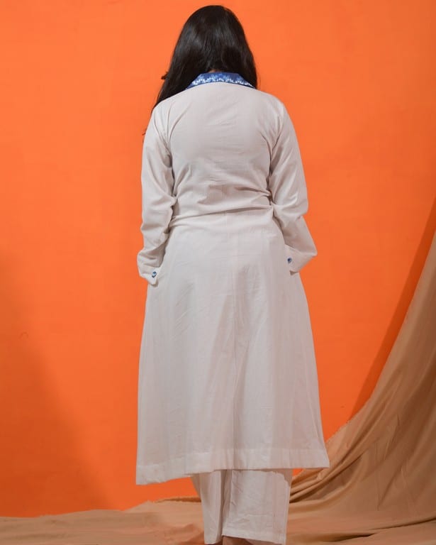 Oceanic White Maternity Kurta with Plazzo