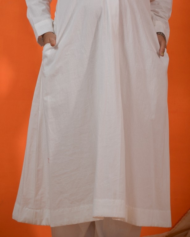 Oceanic White Maternity Kurta with Plazzo