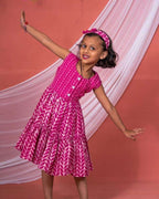 Leafing/Flamingo Pink Kids Dress