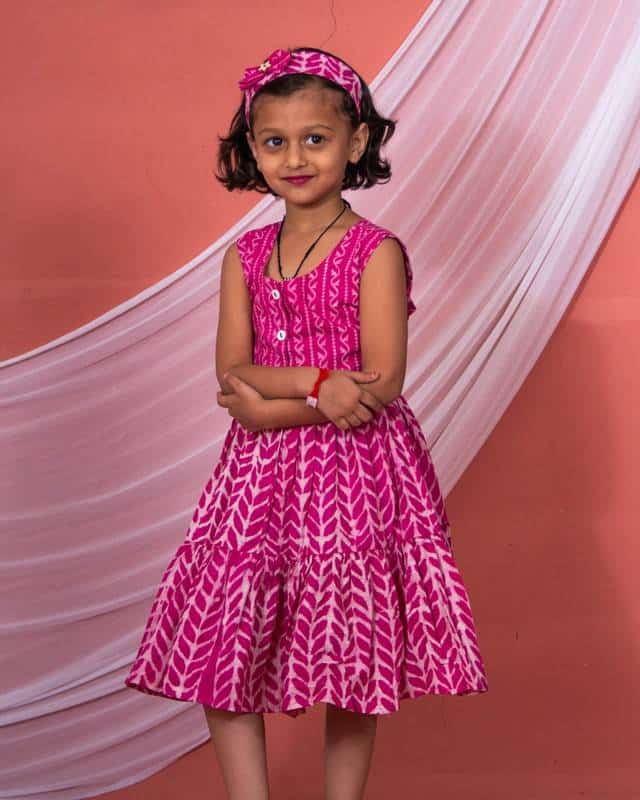 Leafing/Flamingo Pink Kids Dress