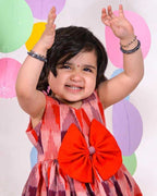 Red Multi Ikat Kids Dress