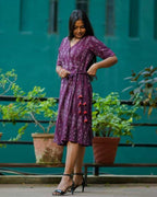 Molotov Maroon Ikat Wrap Dress