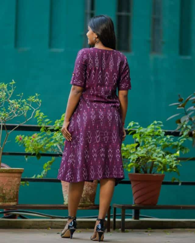 Molotov Maroon Ikat Wrap Dress