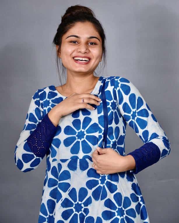 Indigo Floral Nursing Dress