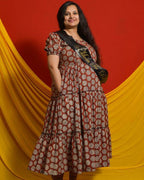 Rosy Vine Tiered Maternity Dress