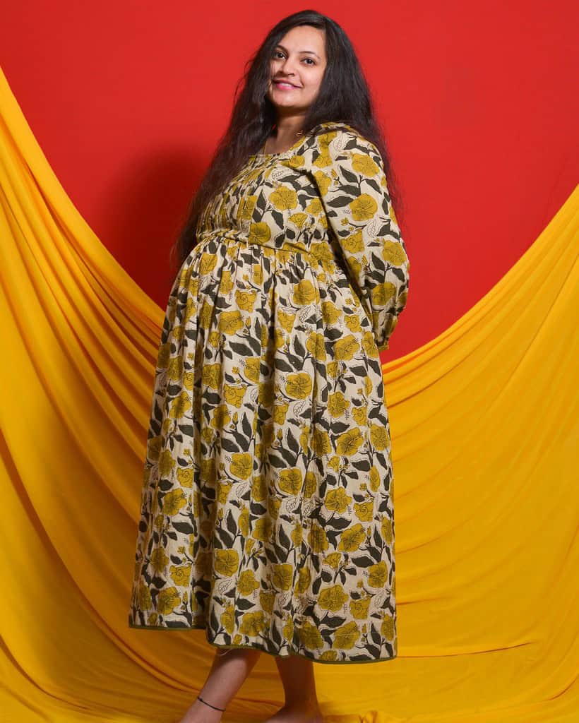 Yellow Cannas Maternity Dress