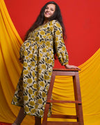 Yellow Cannas Maternity Dress