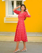 Rose Red Ikat Dress