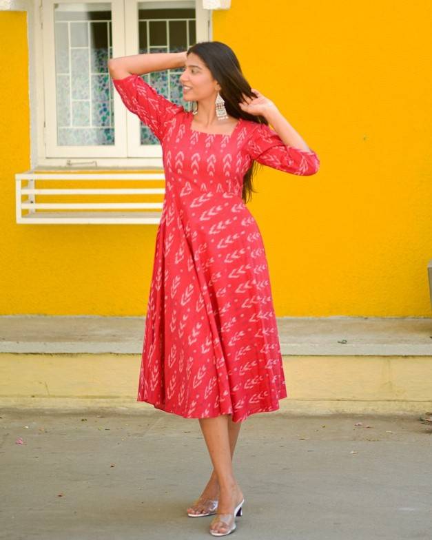 Rose Red Ikat Dress