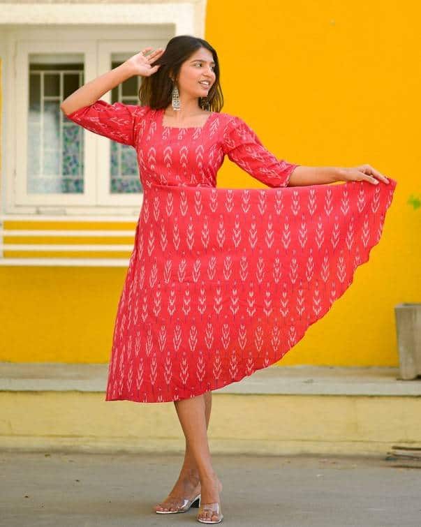 Rose Red Ikat Nursing Dress