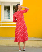 Rose Red Ikat Nursing Dress