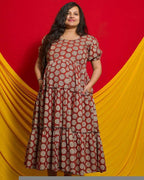 Rosy Vine Tiered Maternity Dress