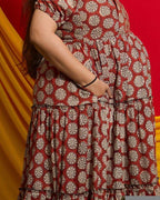 Rosy Vine Tiered Maternity Dress