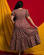 Rosy Vine Tiered Maternity Dress