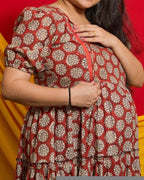 Rosy Vine Tiered Maternity Dress