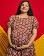 Rosy Vine Tiered Maternity Dress