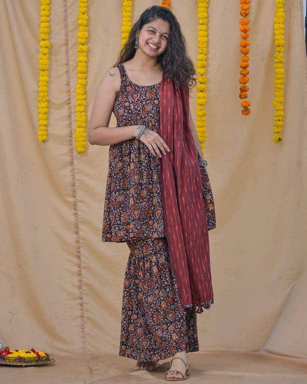 Black Maroon Blast Sharara Set Main image