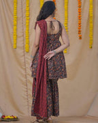 Black Maroon Blast Sharara Set