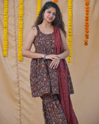 Black Maroon Blast Sharara Set