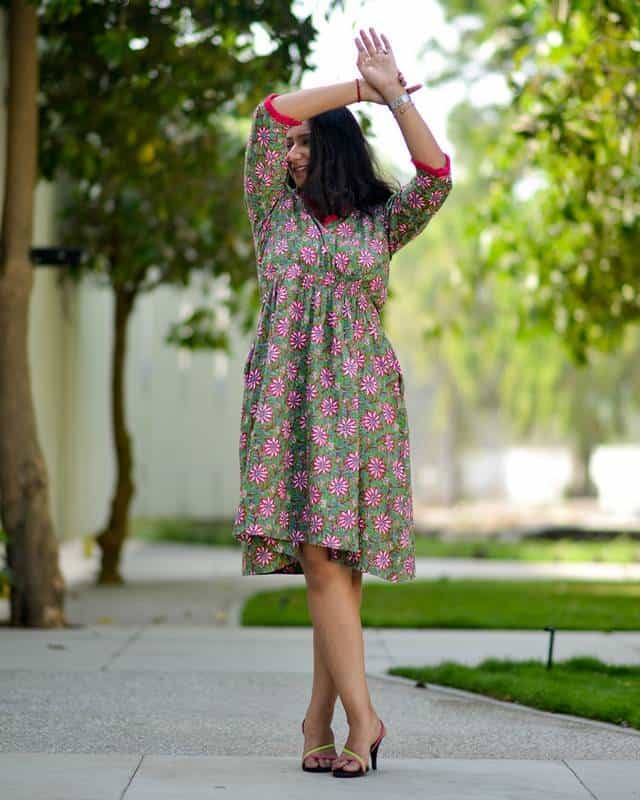 Spring Floral Ruched Nursing Kurti