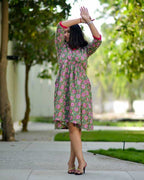 Spring Floral Ruched Nursing Kurti