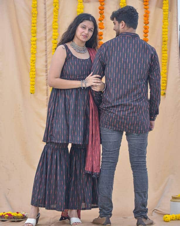 Raven Black Sharara Couple Set