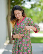 Spring Floral Ruched Nursing Kurti