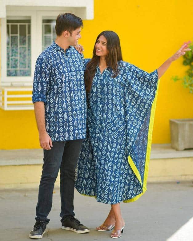 Indigo Warli Kaftan Couple