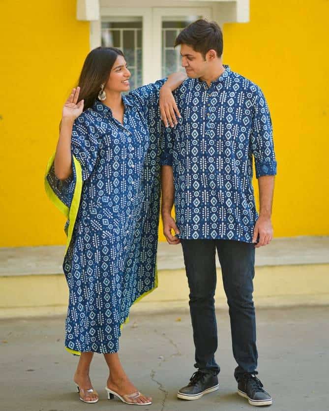 Indigo Warli Kaftan Couple