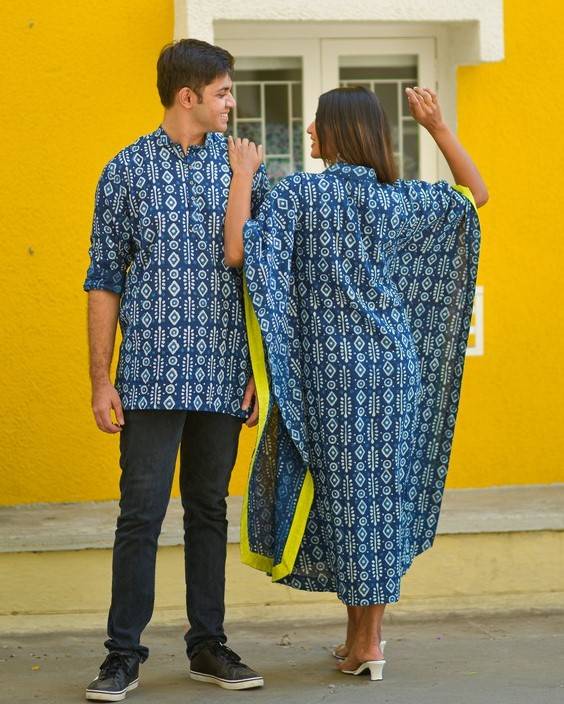 Indigo Warli Kaftan Couple