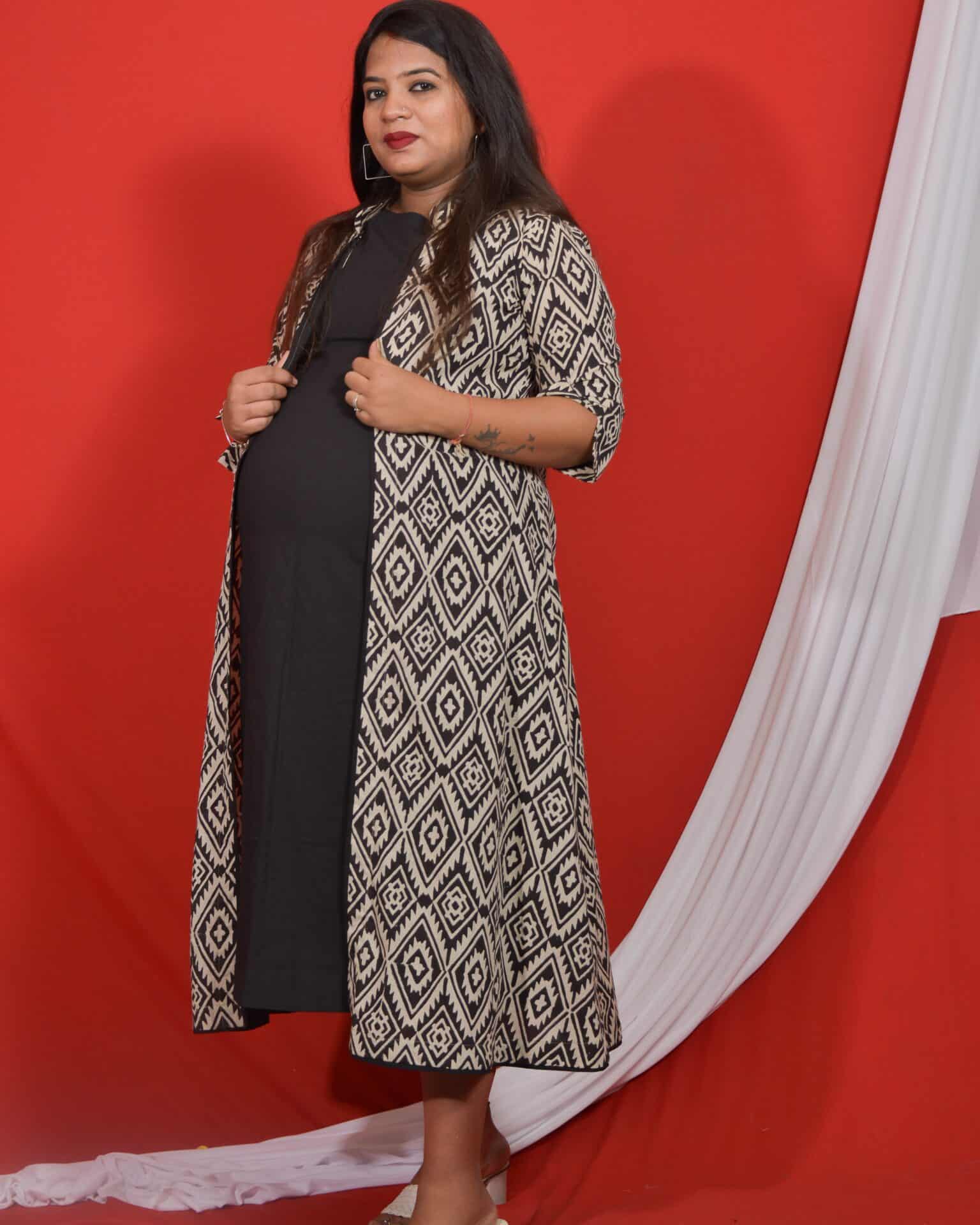 Black Aztec Jacket Maternity Dress Secondary image