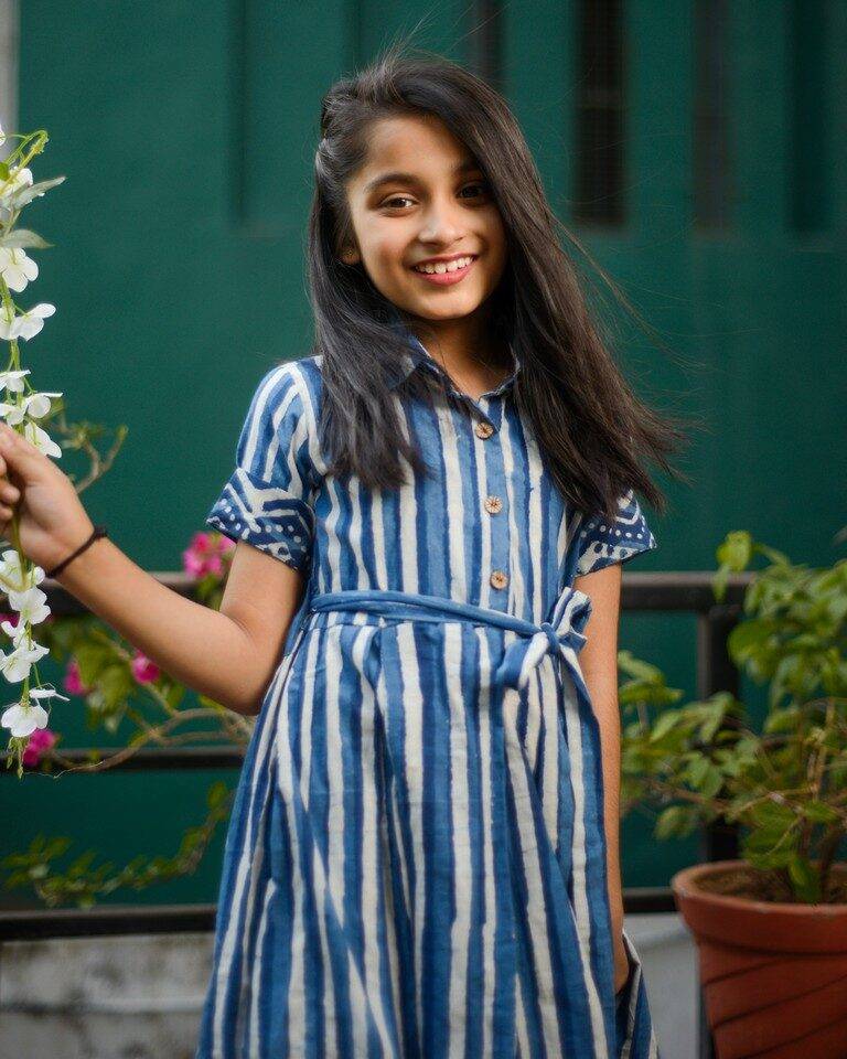 Indigo Striped Mother Daughter Twinning