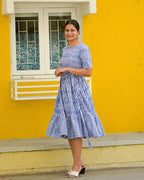 Pacific Blue Ikat Waves Dress