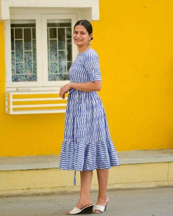 Pacific Blue Ikat Waves Dress