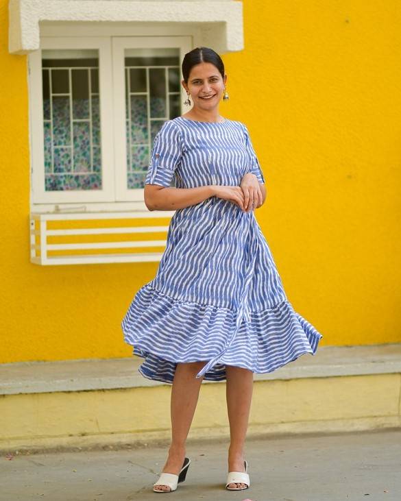 Pacific Blue Ikat Waves Nursing Dress